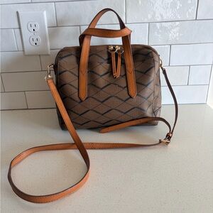 Fossil Sydney satchel handbag Geometric coated canvas